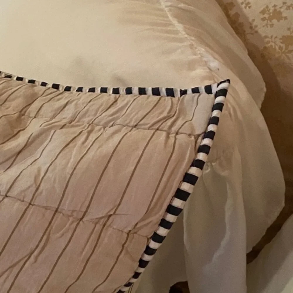 West Elm Cotton Quilted Striped Euro Sham Taupe​​​​​​​